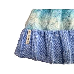 Turtle Fur Cream‎ Blue Knit Winter Pom Pom Hat Fleece Lined